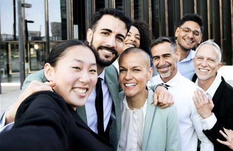 Diverse group of cheerful and successful business people