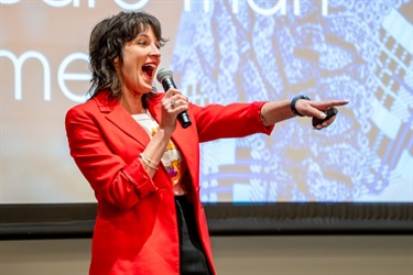Keynote speaker Jo Stanley presenting at a Monash Women's Business Network event.