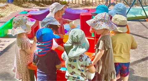 Children playing with water