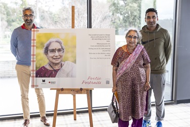 Poetic Portraits writer Rajyalakshmi Jampala at launch of Poetic Portraits and 2025 Monash Seniors Festival