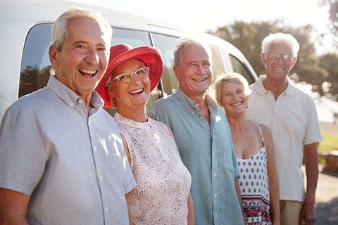 Senior friends standing together