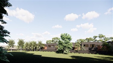 View of northern elevation from reserve to north of site