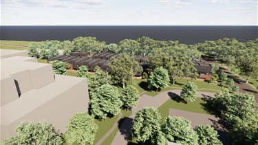 Birds-eye view from north-west of site