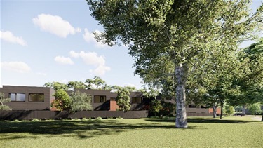 View of northern elevation from reserve to north of site