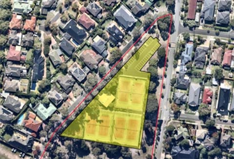 Glenburn Tennis Club court aerial photo