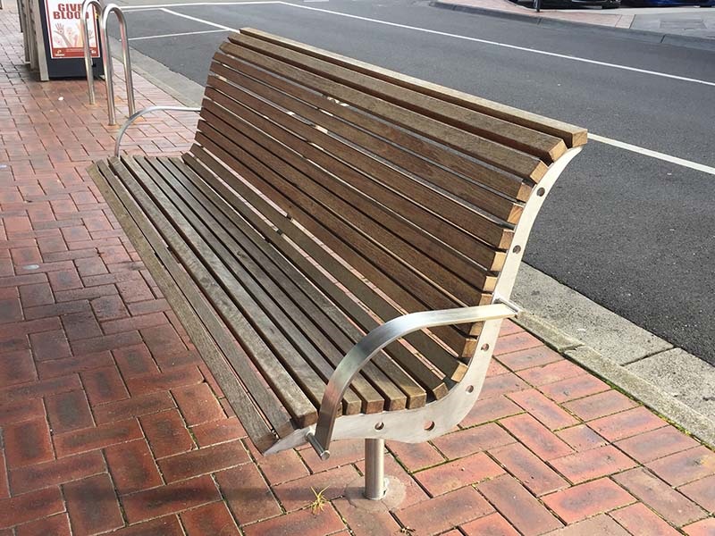 Ergonomic Bench Seat Stainless Steel and Timber
