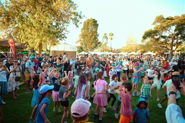 The crowd enjoys the festival atmosphere