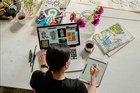 Creative art - working on laptop