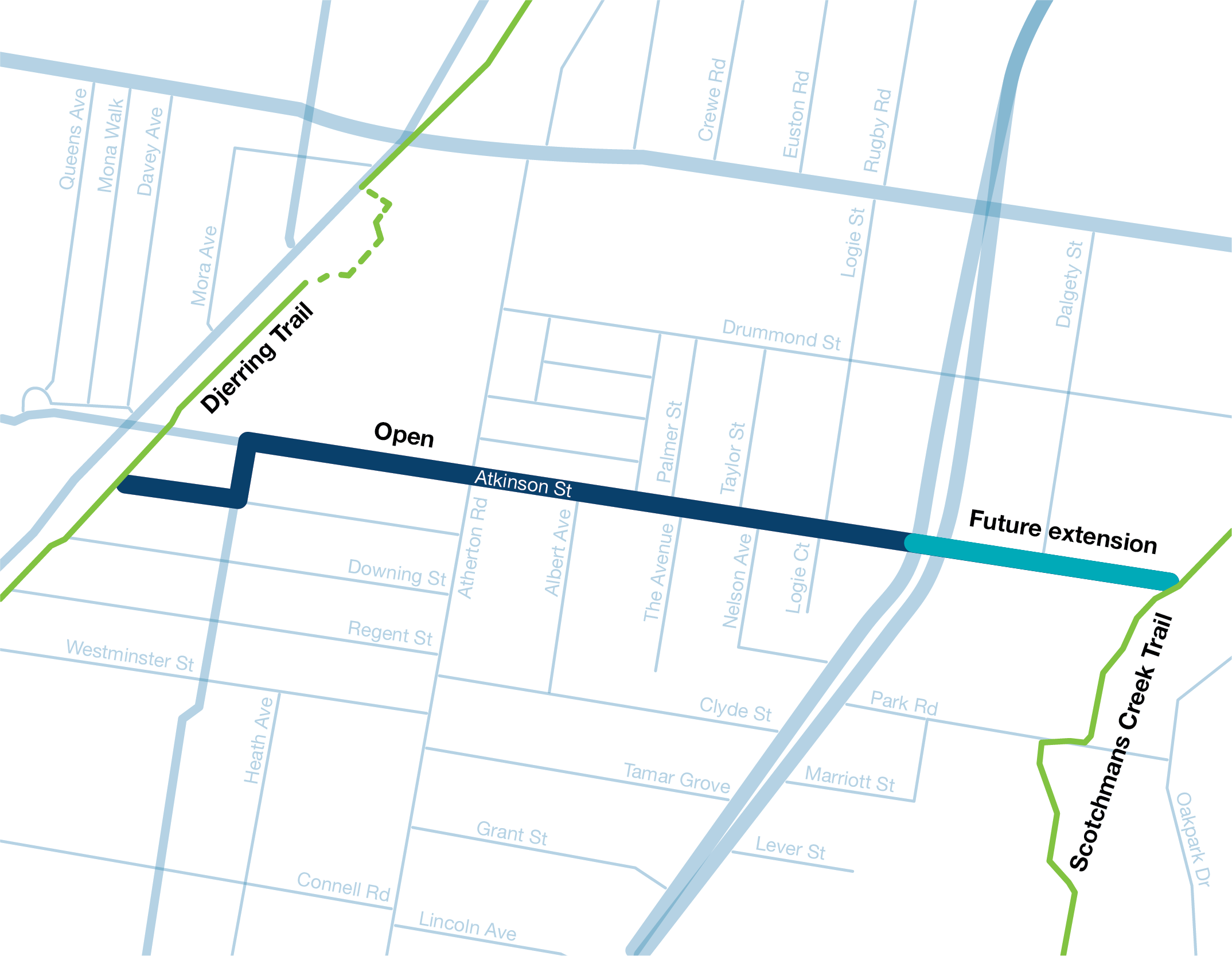 Map of current and future Oakleigh Cycleway