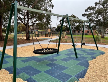 Portland Street North Reserve playspace June 2024 swings