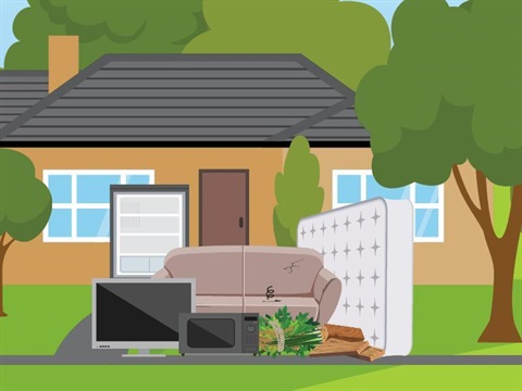 Hard waste items out the front of a property awaiting collection