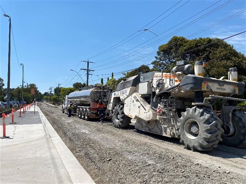 heavy machinery working with recycled content in Coleman Parade