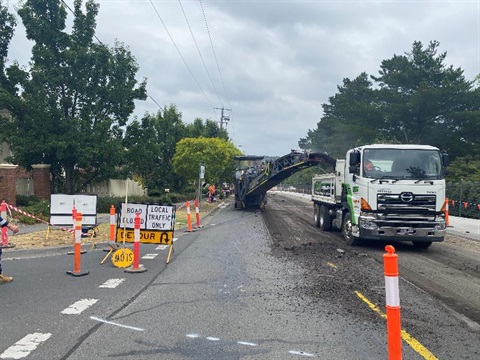 heavy machinery using recycled material in Coleman Parade