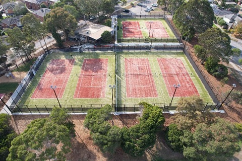 aerial view of Glenburn Tennis Club after the court reconstruction (picture courtesy of iDwala)
