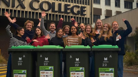 students at mannix college celebrate their successful recycling program